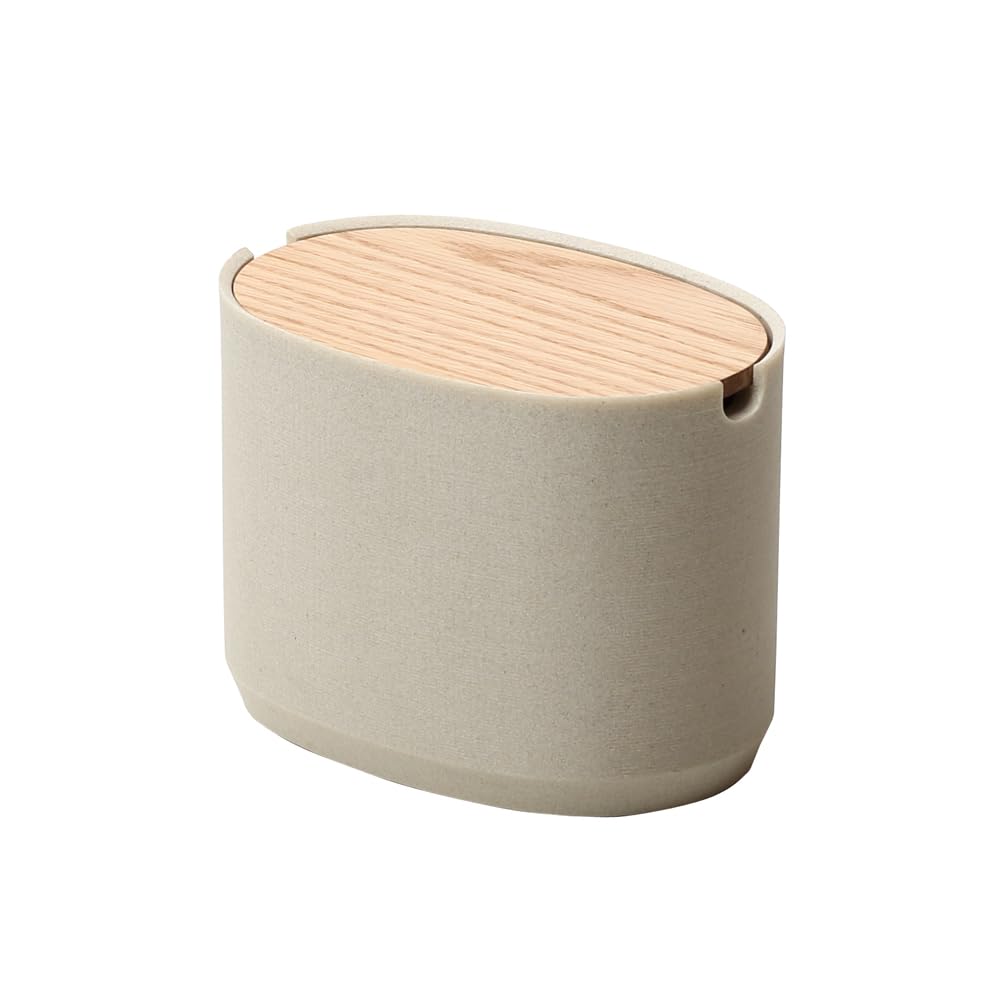 ideaco (イデアコ) 小物 卓上 蓋付き 収納 幅18奥行12高さ13.5cm Oval Box S High stone sand white/オーバルボックス Sサイズ 高 ストーンサンドホ