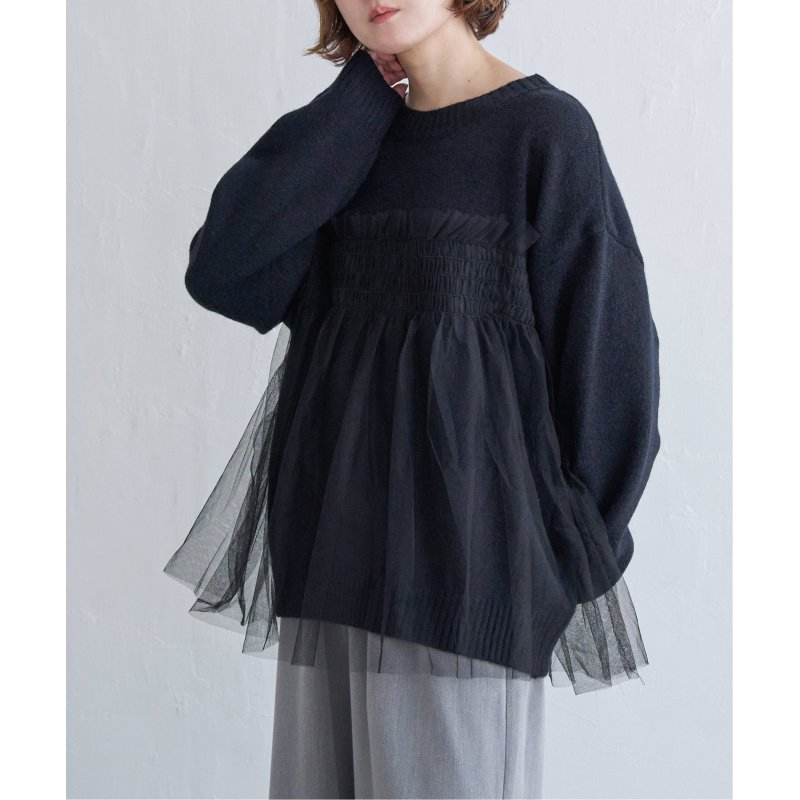 チュールフリルドッキングニット