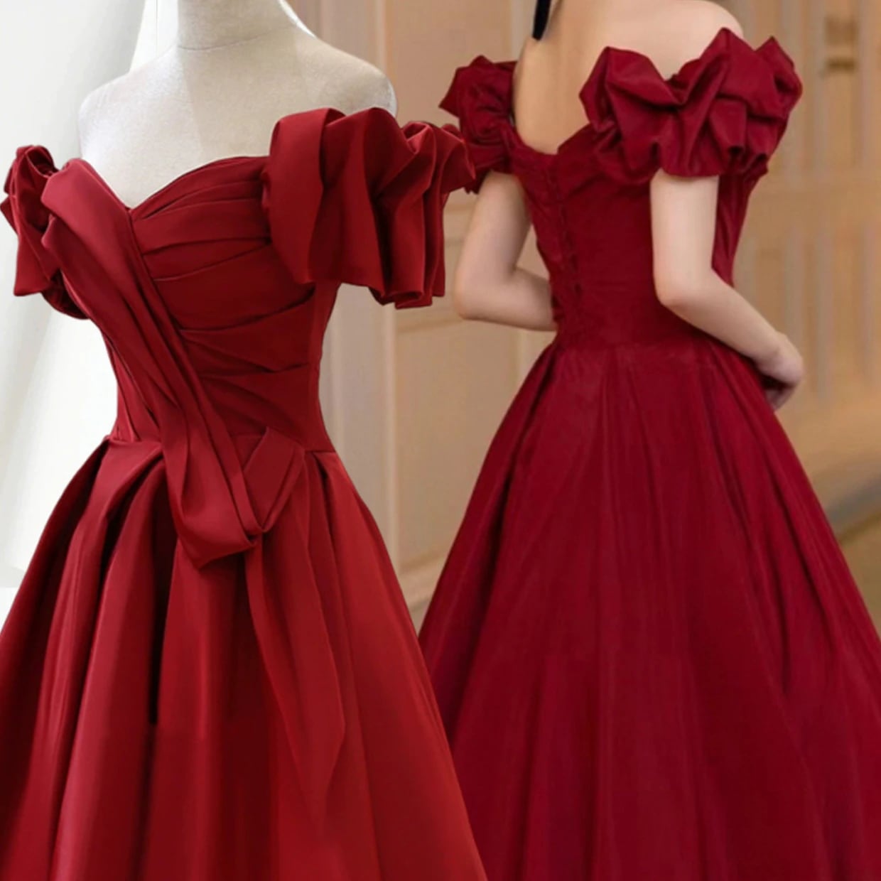 ウエディングドレス フレンチサテンのドレス 海外旅行リゾートドレス 花嫁ドレス シンプル Aライン ブライダルドレス 二次会 結婚式 ロングドレス パーティー