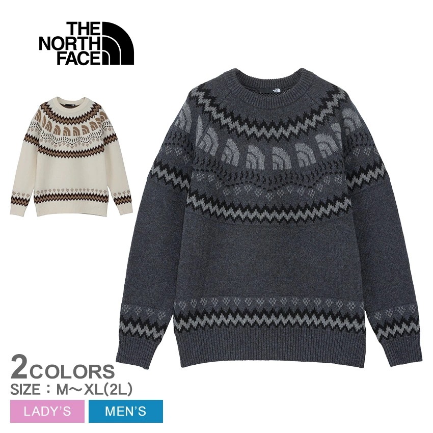 ハーフドームノルディックセーター NT92430 レディース メンズ トップス ウェア ノルディック柄 求心柄 ゆったり 長袖 ユニセックス クルーネック カジュアル
