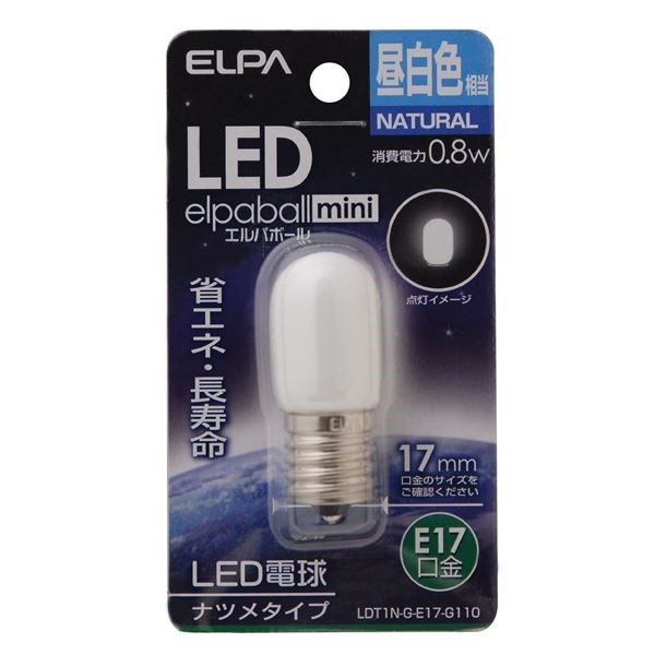 （まとめ） ELPA LEDナツメ球 電球 E17 昼白色 LDT1N-G-E17-G110 10セット