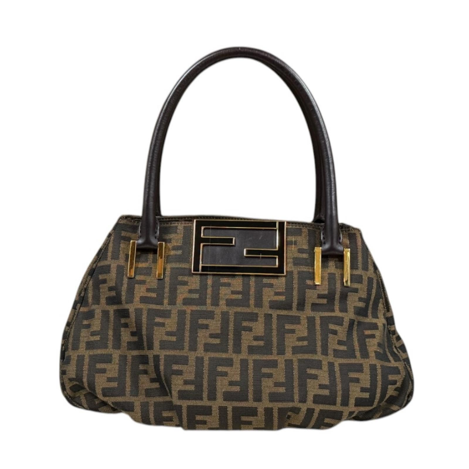 フェンディ ミア ズッカ ハンドバッグ キャンバス 8BR674 ブラウン FENDI 中古