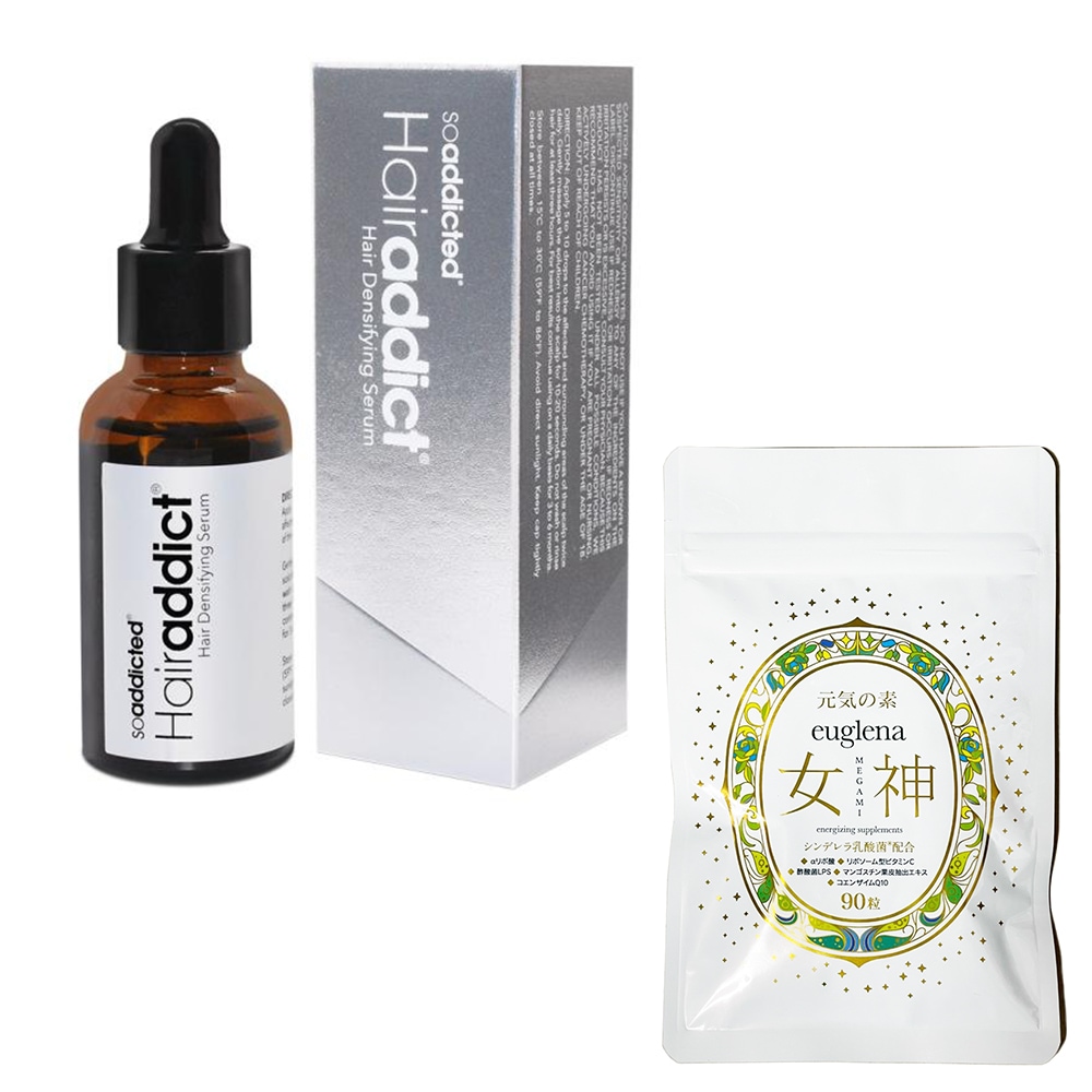 お得セットユーグレナ女神90粒＋アイヘアーセラム　30ml　正規品　ヘアーアディクト お得セットユーグレナ女神90粒＋アイヘアーセラム 30ml 正規品保証 ヘイ