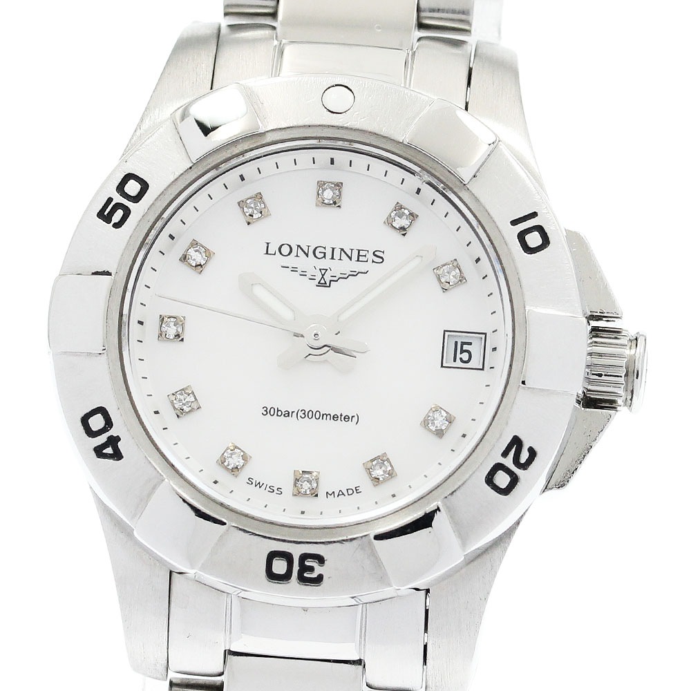 ロンジン LONGINES L3.198.4 ハイドロ コンクエスト 11Pダイヤ クォーツ レディース _932138【中古】