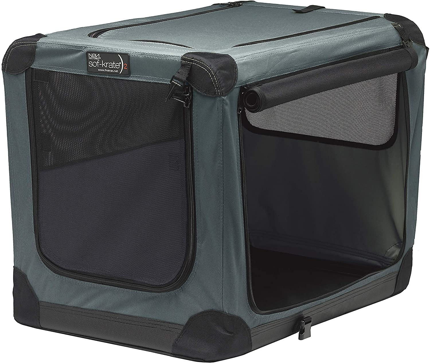 ファーストラックス (FIRSTRAX) ソフ-クレート n2 グレー Lサイズ ペット用クレート初の防災製品等推奨品の認証 コンパクトで簡単に組み立て ペットの抜け毛が周りに飛び散らない細かいメッシ