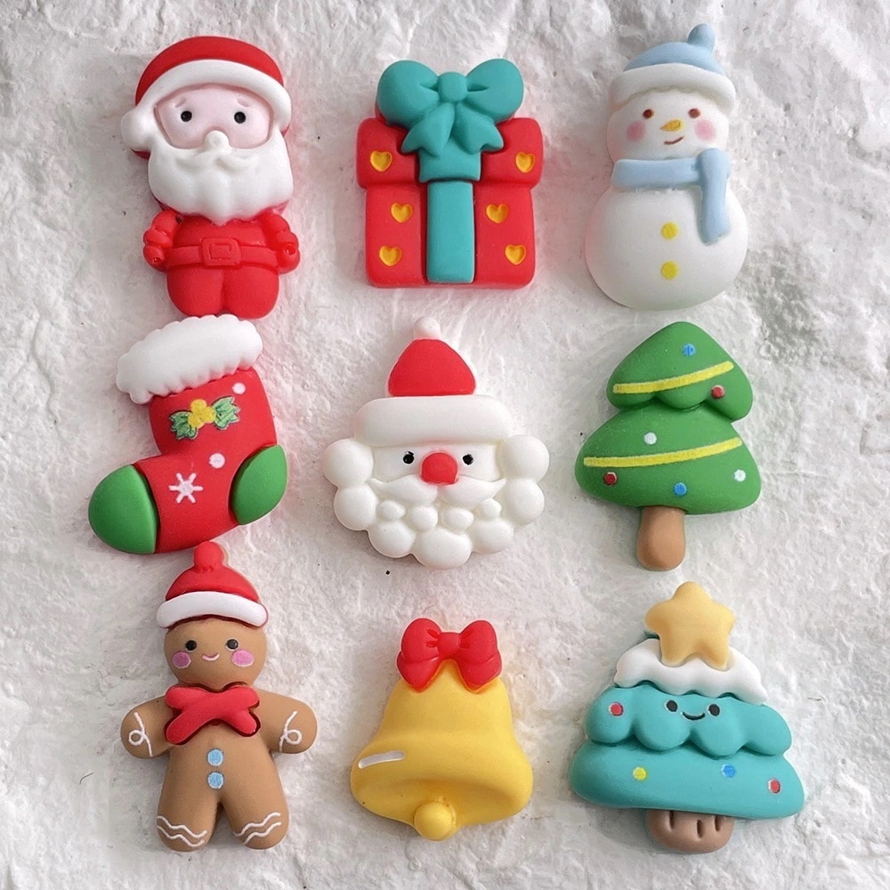 【5粒入】 クリスマス9種類のキャラクター樹脂アクセサリーアクセサリーdiy携帯ケースクリームゴム手作りヘアピンカップパッチ