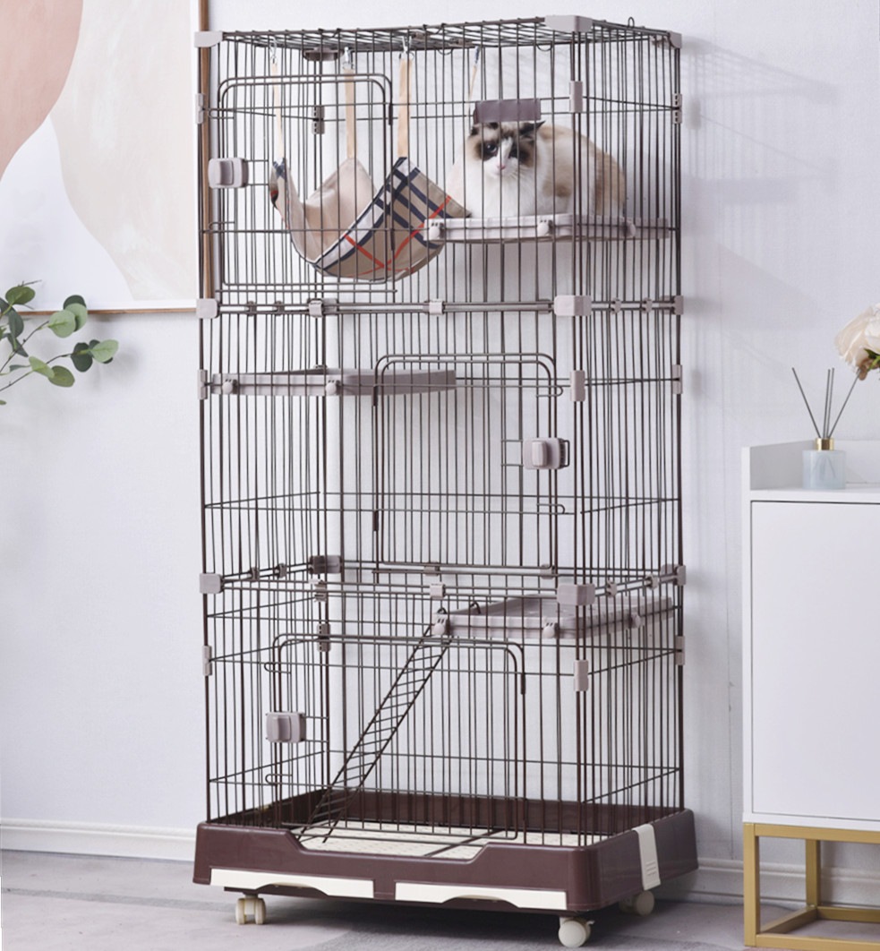 猫ケージ 3段 ハンモック付 引き出し式トレイ キャスター付き キャットケージ 猫 猫ゲージ