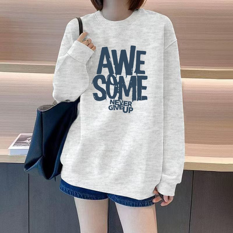 レディース 春/秋 2025 新スタイル 薄手 オーバーサイズ ゆったり クルーネック スウェットシャツ 裏起毛 厚手 冬トップス トレンド