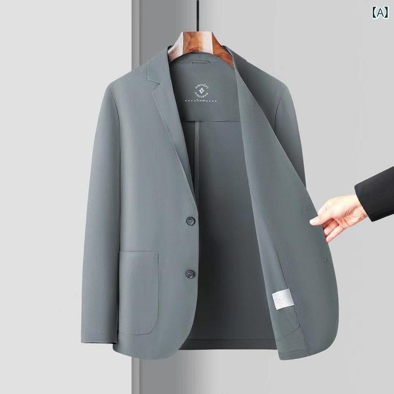 ビジネス　スーツ　ジャケット ファッション メンズ 冷感 スーツ 軽量 高級 接着 シームレス ハイエンド ビジネス カジュアル ジャケット 春と 夏