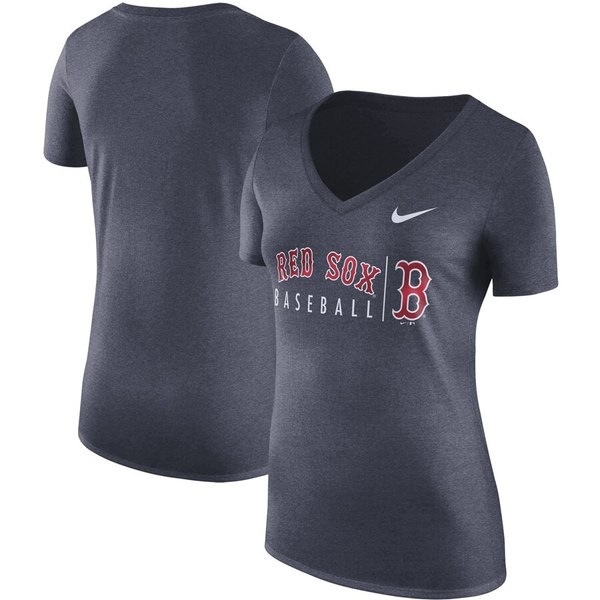 ナイキ レディース Tシャツ トップス Boston Red Sox Nike Women s Practice Tri-Blend V-Neck T-Shirt