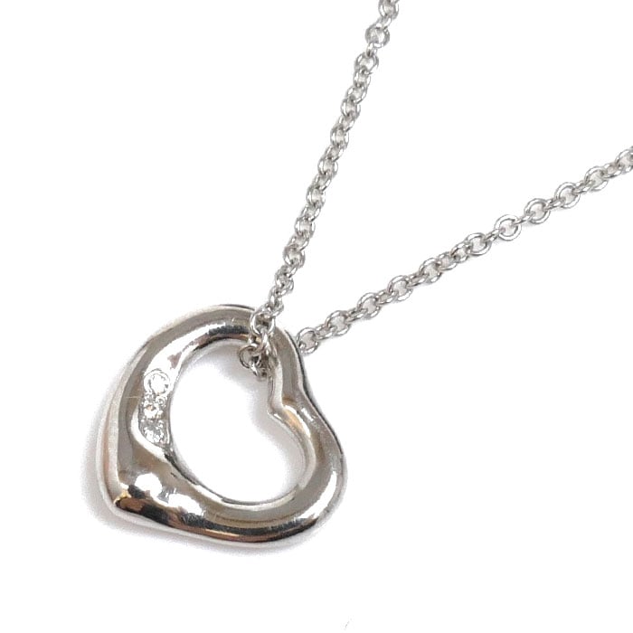 TIFFANY&Co. ティファニー Pt950プラチナ オープンハート ダイヤ 3PD ネックレス 68148707 ダイヤモンド 3.8g 40cm レディース 中古 美品