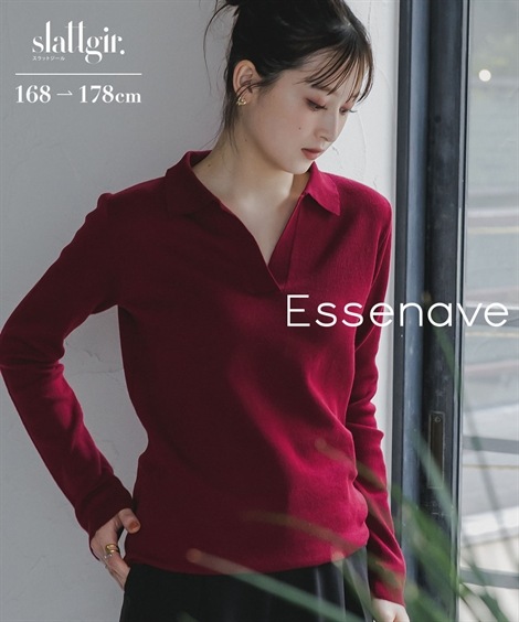 ニット 高身長　スキッパーポロニット トールサイズ Essenave