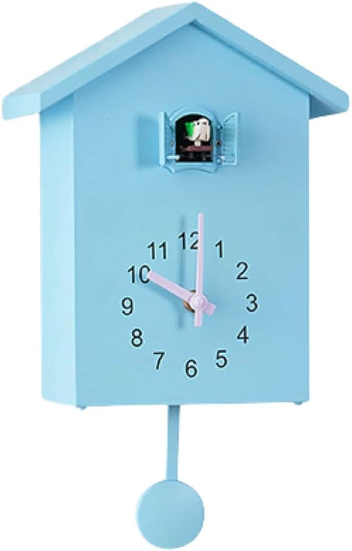 鳩時計 壁掛け 2way かわいい 振り子時計 アナログ 置き時計 リズム( スカイブルー, 9x20x25(cm))