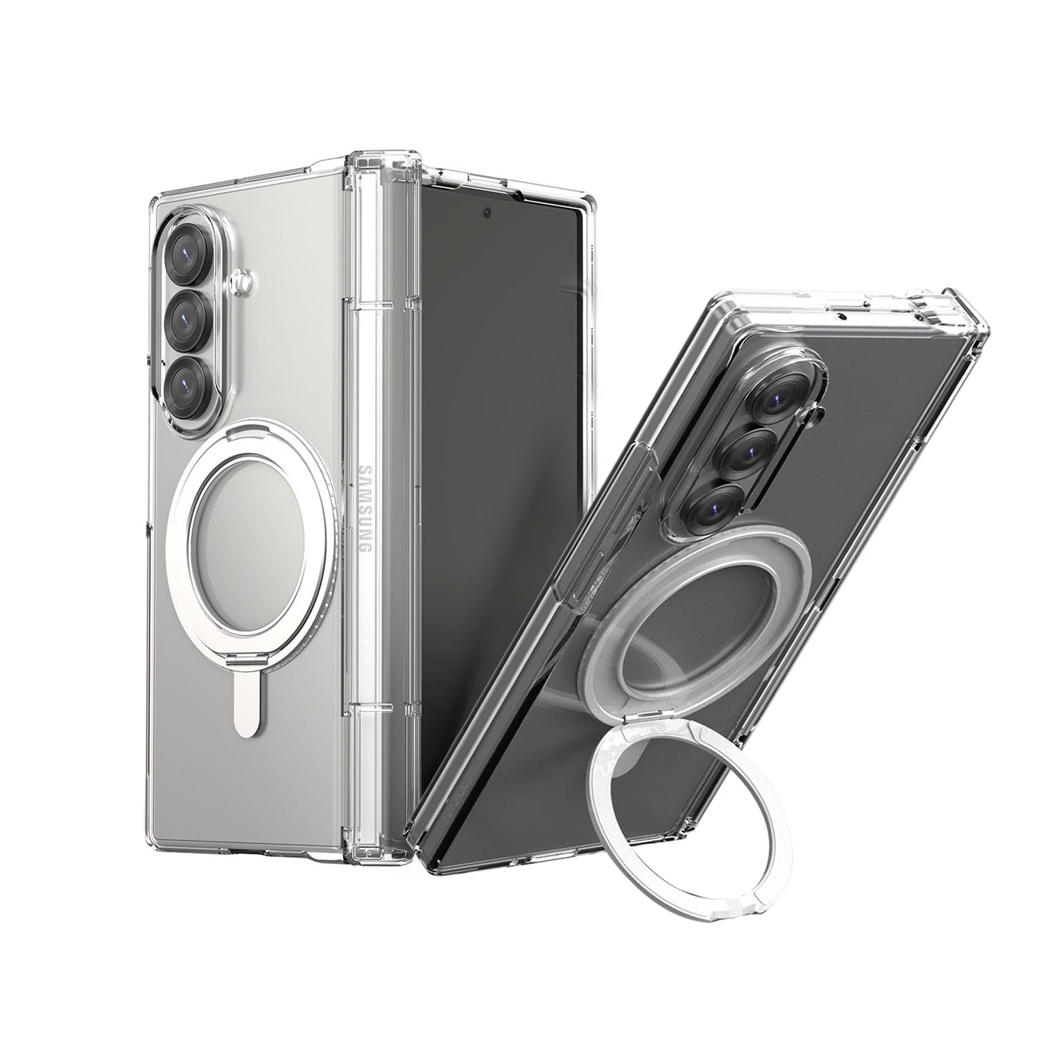araree Galaxy Z Fold 7 ケース [ Qi2/MagSafe対応 回転式リングスタンド 耐衝撃 ヒンジまでフルカバー UVコーティング加工 ] AR27927GZFD7 Nukin