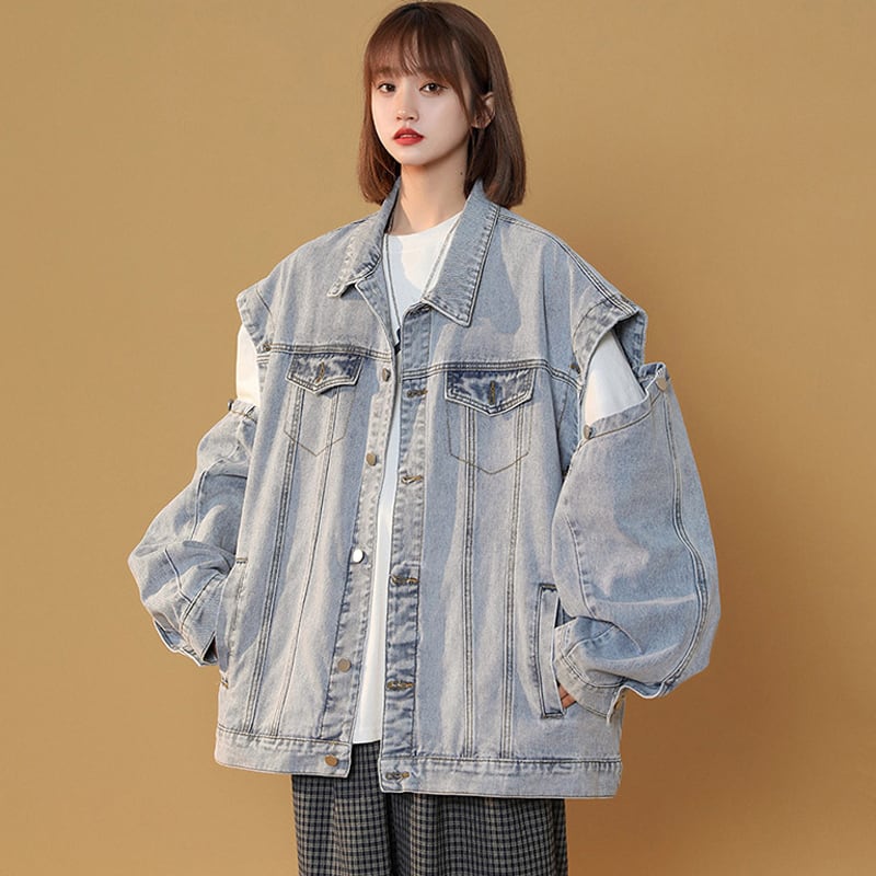 ジャケット 2color アウター デニムジャケット 男女兼用 メンズ 袖は取り外し可能