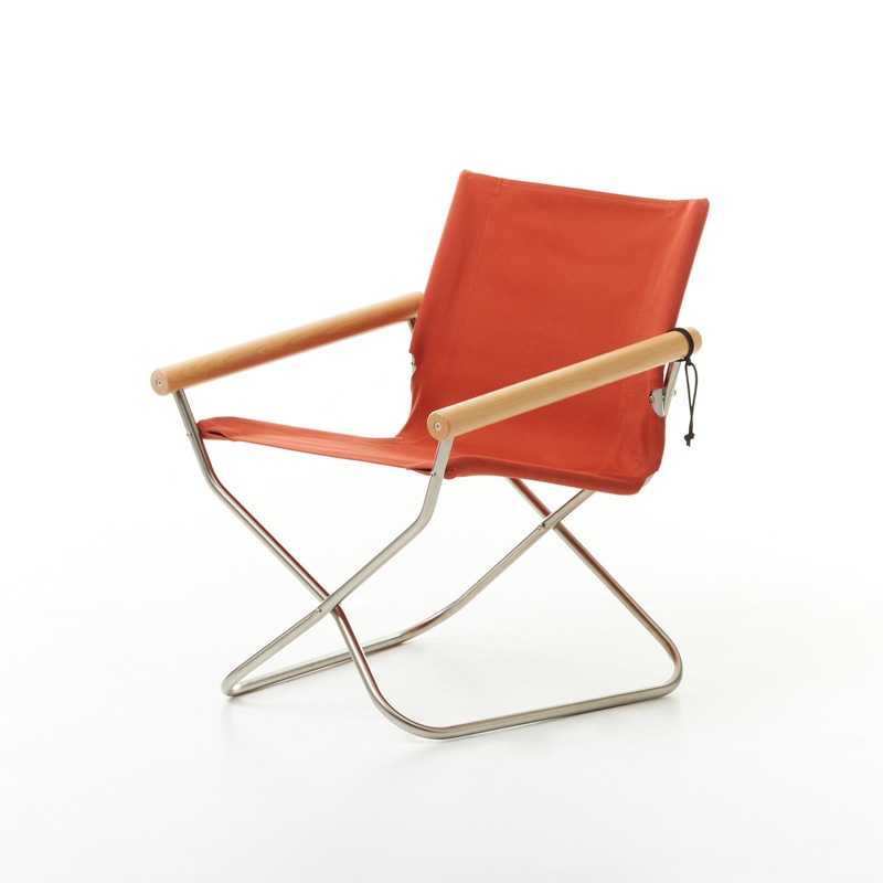 ニーチェアX80 NY-402ディレクターズチェア 椅子　レンガ/布地 ナチュラル/肘 パーソナルチェア 折りたたみチェア アウトドアチェア