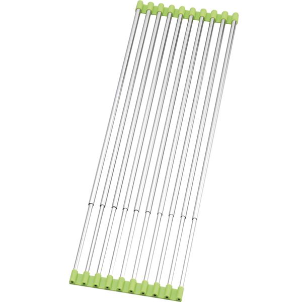 折りたたみ 水切りラック/キッチン用品 (WIDE グリーン) 約500900×185×11mm 日本製 ステンレス製 (台所)