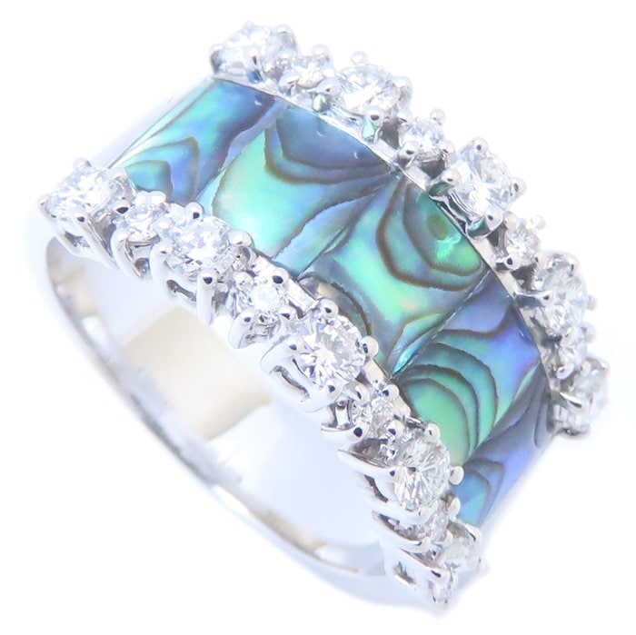 リング 指輪 マザーオブパール ダイヤモンド0.61ct 14.5号 K18WG ホワイトゴールド/293833【中古】