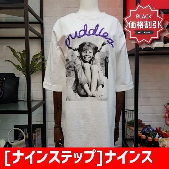 [ナインステップ]ナインステップピッピ自首ロールアップロングTシャツN18NT8133REG /プリントシャツ/ブラウス/ 韓国ファッション