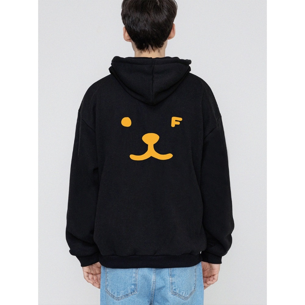 GRAVERパフィーフェイスバックスマイルフードティーブラックイエローロゴ