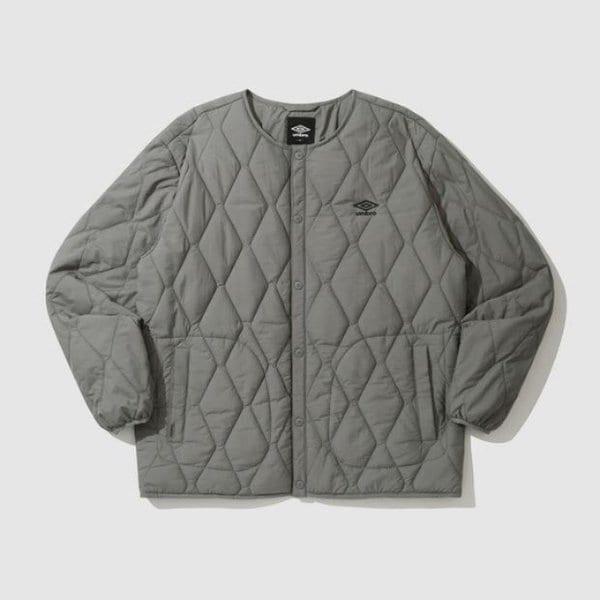 ジャケット JQS UP323CPJ93-GKA ラウンドネック ダイヤモンド キルティング パディング ジャケット カーキ