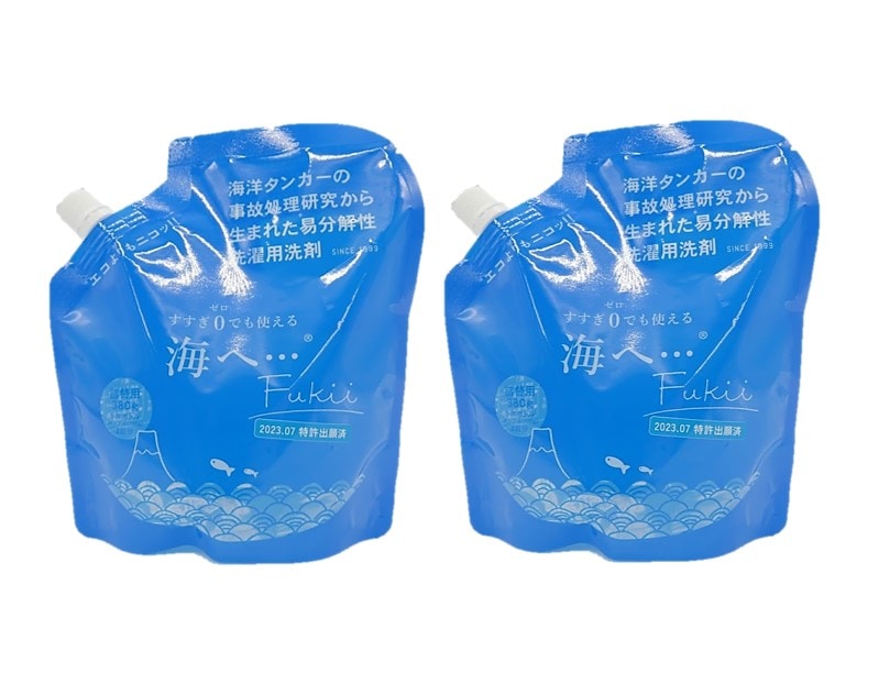 がんこ本舗 【2個セット】洗濯洗剤 海へ…Fukii 詰替パック380g すすぎゼロでも使える 節約 節電 時短 多忙 柔軟剤不要 肌にやさしい 静電気防止効果も 衣服長持ち ポスト投函