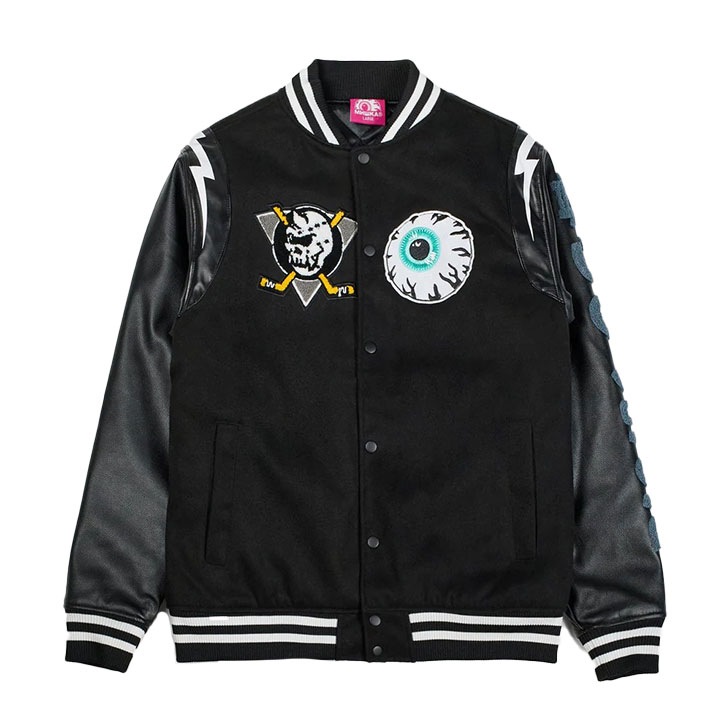 MISHKA アウター 長袖 スタジャン ブルゾン メンズ 春秋冬用 黒 大きいサイズ ミシカ 防寒着 派手 総柄 CYCO SIMON サイコサイモン KEEPWATCH