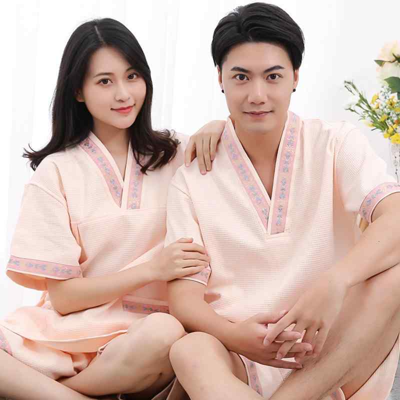サウナ服 パジャマ ルームウェア メンズ レディース コットン 大きいサイズ マッサージ ピンク ホワイト ブルー