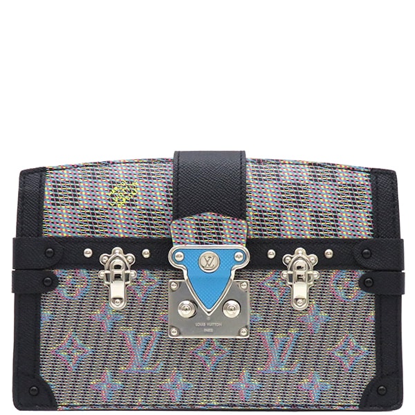 ルイヴィトン LOUIS VUITTON 2WAYバッグ LVポップ トランク クラッチ レザー ブラック×ブルー シルバー金具 ショルダー 黒 青 M55456 RFID 【保存袋】【中古】