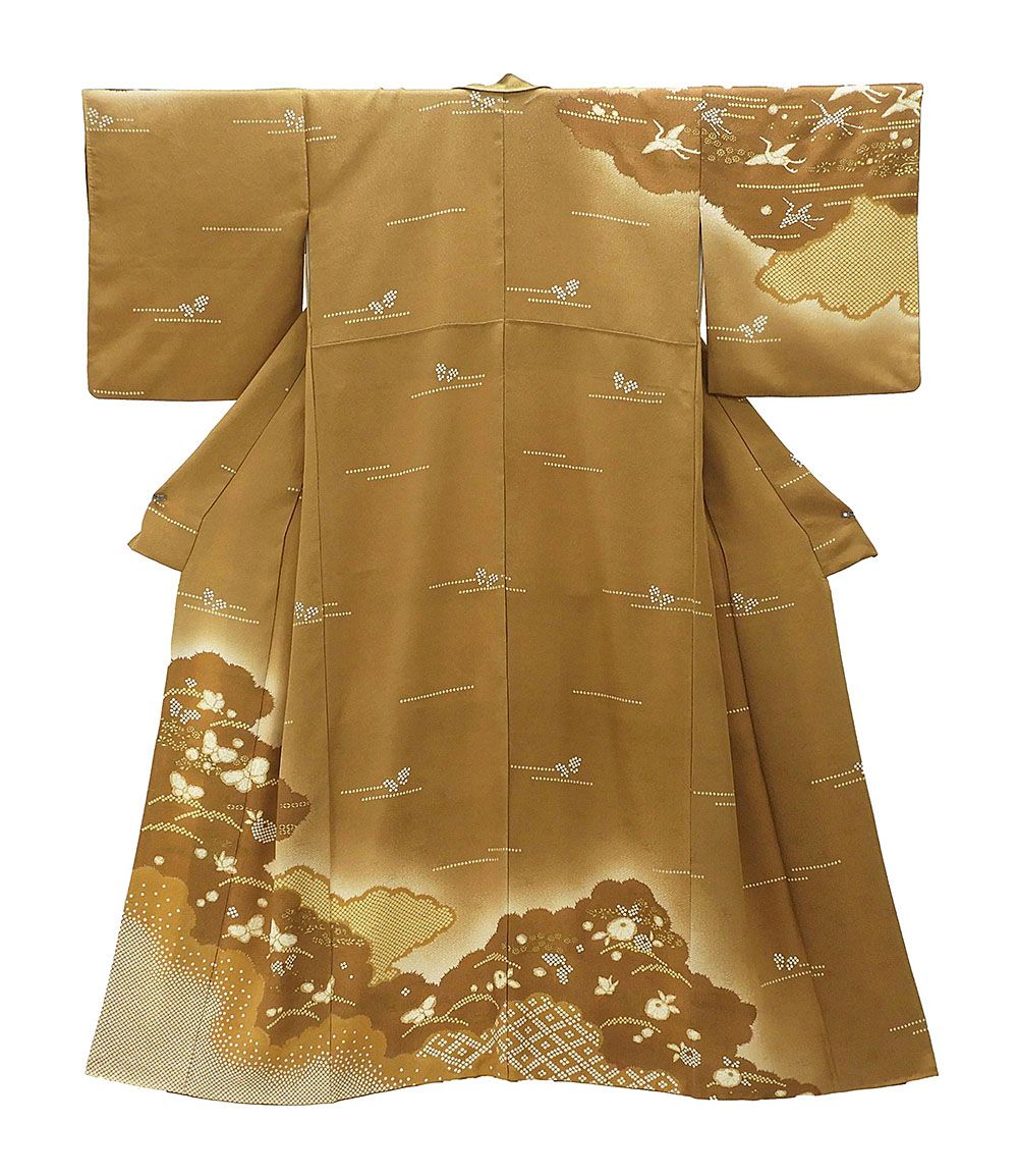 訪問着 正絹 雲取花鳥模様 身丈156.5cm 裄丈64.5cm 付下訪問着 美品 リサイクル 着物 b0454