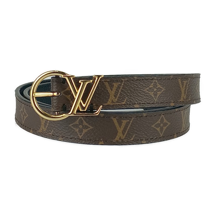 超美品 LOUIS VUITTON ルイ ヴィトン ベルト サンチュール・LV リバーシブル 20MM M0513W ブラウン 黒 モノグラムキャンバス レザー ナローベルト【本物保証】