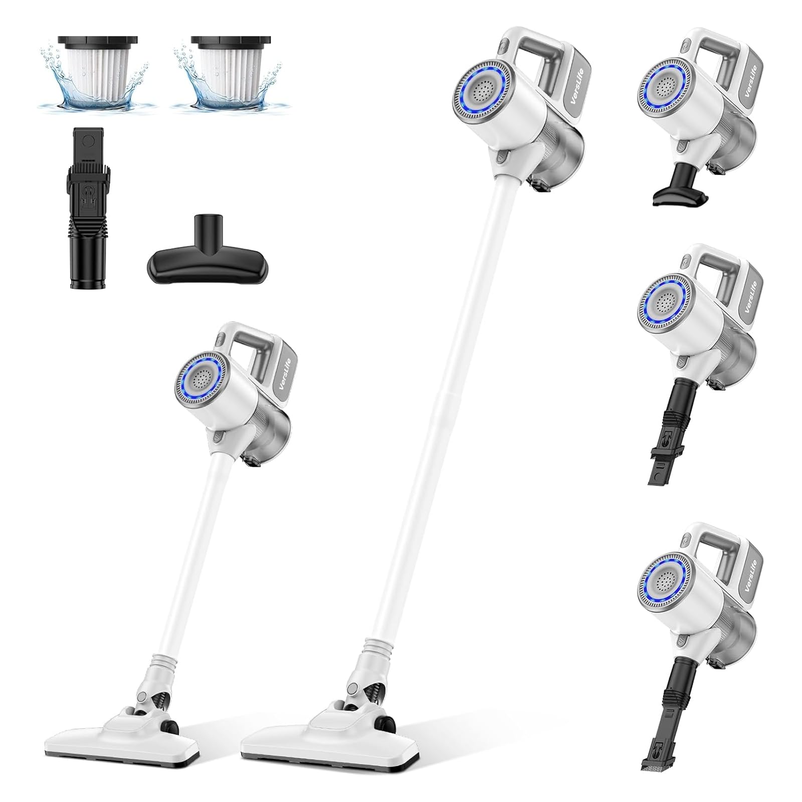 掃除機 コードレス 38000pa強力吸引『2025新設計&超軽量』 VersLife サイクロン 掃除機 スティッククリーナー ハンディクリーナー Type-C充電式 急速充電 2WAY仕様 左右1