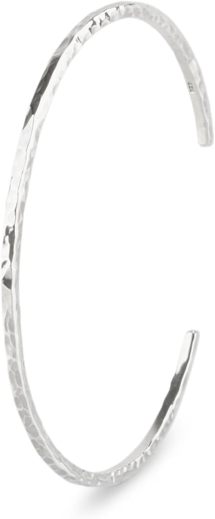 sv925 シルバー バングル 槌目 ブレスレット サイズ調整可能 シルバー925 シンプル 細幅 細め 腕輪 メンズ レディース(シルバー, ミディアム)