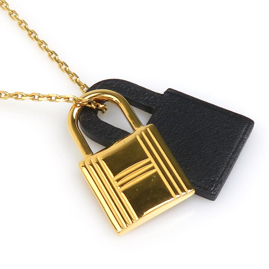 エルメス HERMES ネックレス オーケリーPM メタル/ヴォースイフト ゴールド/ブラック レディース e60546g