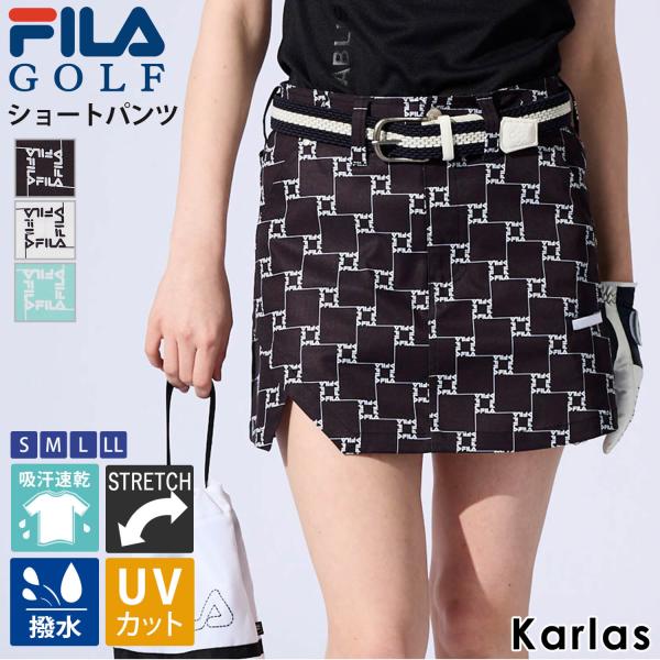 ゴルフウェア ショートパンツ レディース S M L LL 撥水 総柄 ひざ上 ボトムス スポーツ ストレッチ 吸汗速乾 ドライ UVカット