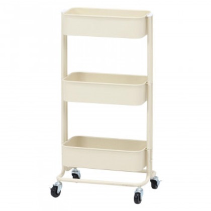不二貿易 C/D:14717 キッチンワゴン バスケット3段 スリム アイボリー 14717
