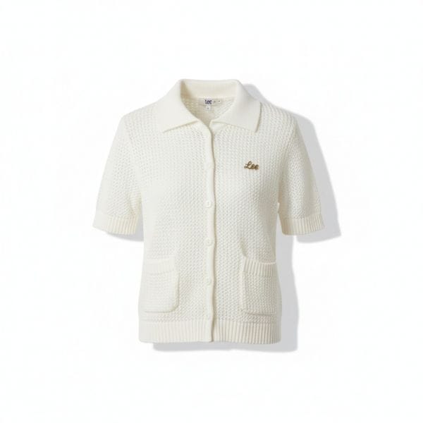 WOMAN Collar Scarf Cardigan Ivory