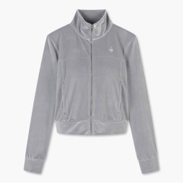 ジャケット JQS QP422OFTO1-LGR 女性 ベルベット スリムフィット スタンネック ジップアップ / ライトグレー