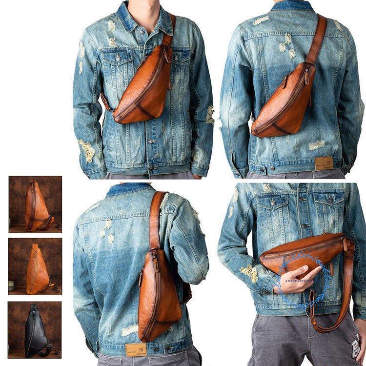 [IR&CE初売り特売]ボディバッグ メンズ 本革　2way 　斜め掛け　ショルダーバッグ 自転車　鞄 レザー　ワンショルダー カジュアル 機能性