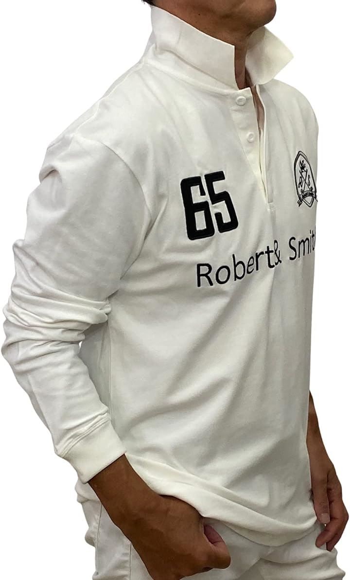 ポロシャツ メンズ 長袖 ゴルフウエア 100%コットン 刺繍仕上げ ゴルフポロ(バニラホワイト, XL)