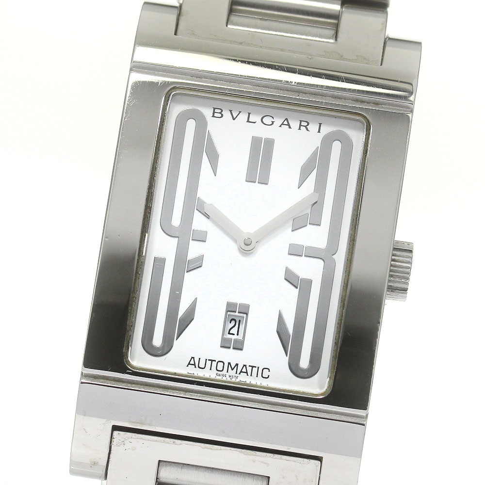 訳あり ブルガリ BVLGARI RT45S レッタンゴロ デイト 自動巻き メンズ 保証書付き_848702【中古】