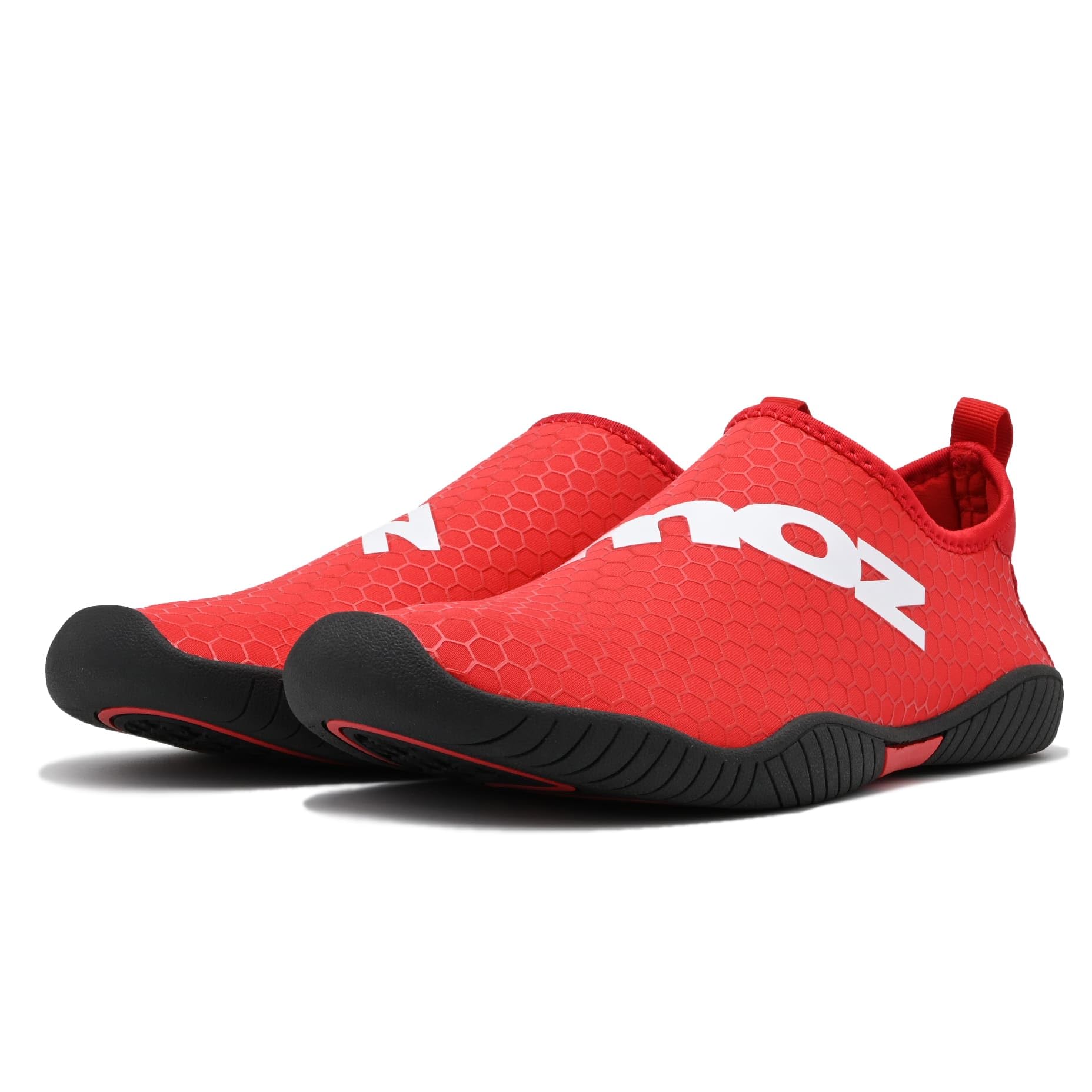 [モズ] ウォーターシューズ フィットネス マリンシューズ スリッポン 水陸両用 軽量 通気 屈曲 伸縮 水抜き 持ち運び 屋内 屋外 0216 (レッド,LLL)