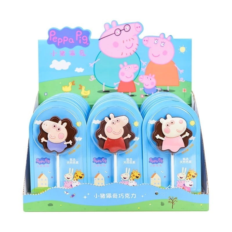 【無料】グルメブロガーおすすめ30本 クリスマス チョコレートピッグペッパピッグチョコレートロリポップ低糖アニメーション楽しいカジュアルスナックブラックチョコレートキャンディ