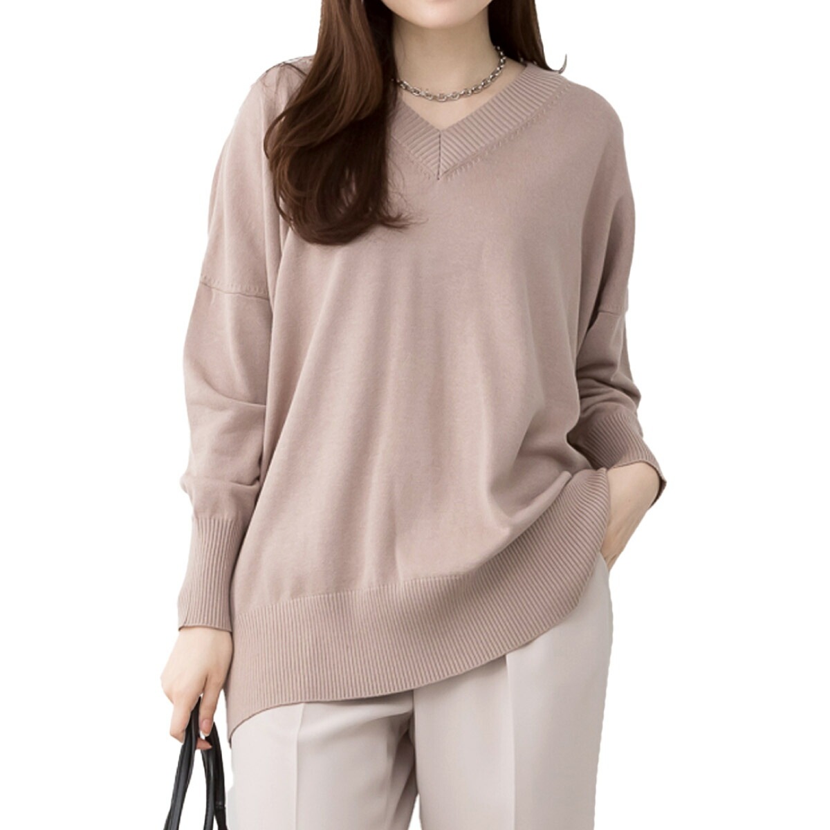 セーター レディース Vネック ニット 着心地うっとりVネックドルマンセーター ドルマンスリーブ トップス 長袖 秋冬 ゆったり 大きいサイズ 体型カバー リブニット プルオーバー シンプル きれい