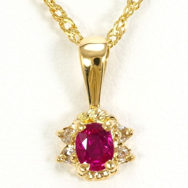 K18 18金 YG ネックレス ルビー ダイヤ 中古