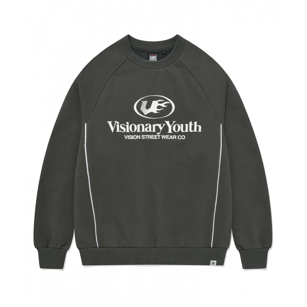 VISION StreetWEAR VSW V-1 パイピング クルーネック チャコール