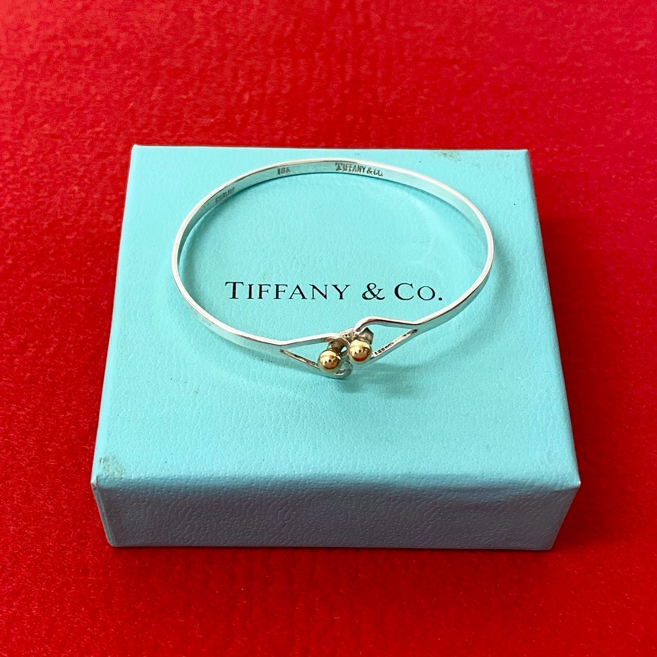 フック＆アイ ハート バングルバングル シルバー925 K18イエローゴールド シルバー 26928