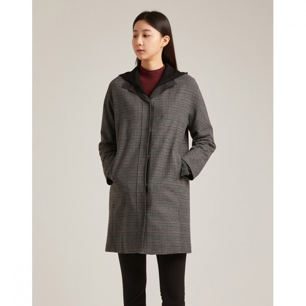 (オリビア・ローレン) ニットフード付きデタッチャブルチェックジャケット_VOPFUWW9231