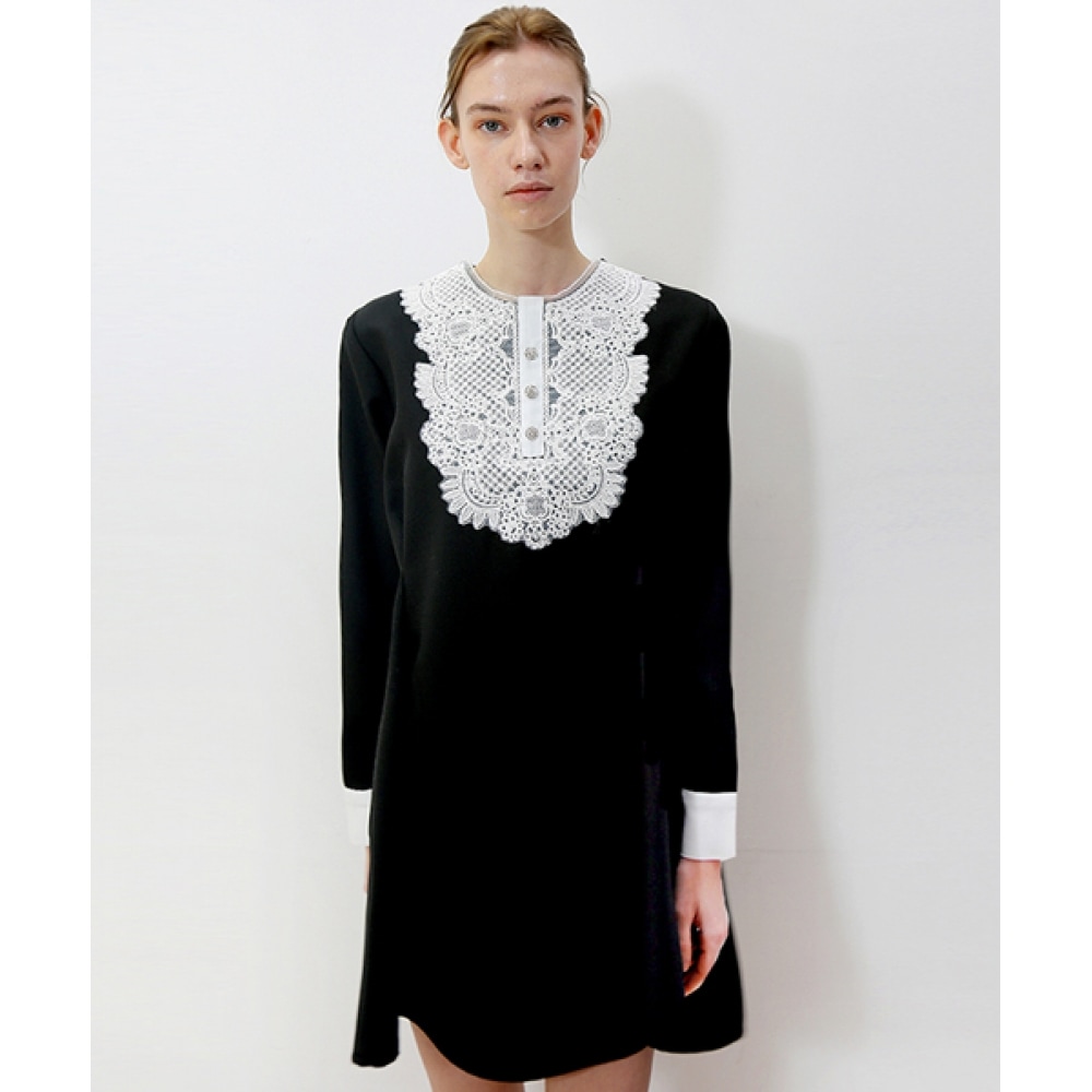 DAMAGE MNEMONICレースあごブラックワンピース_Lace Tuck Black OP 24,488円
