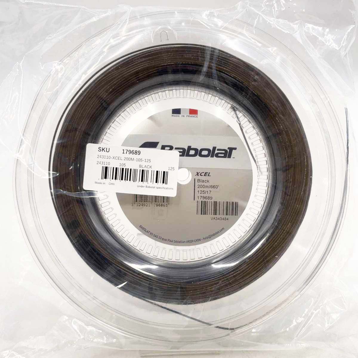 【中古・未使用品】バボラ XCEL エクセル 125 硬式 テニス ストリング ガット 200m ロール ブラック 243110 BABOLAT 1.25mm